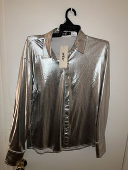 Jogal Grey Metallic Dress Shirt