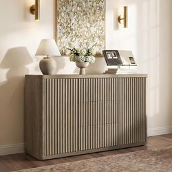 Buffet Cabinet with Storage 54.7" Large Modern Accent Storage Cabinet with Doors and Shelves Fluted Sideboard Credenza Buffet Table Coffee Bar for Liv