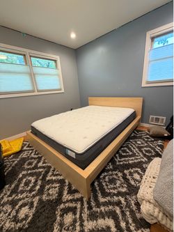 Queen Size Wood bed frame and mattress