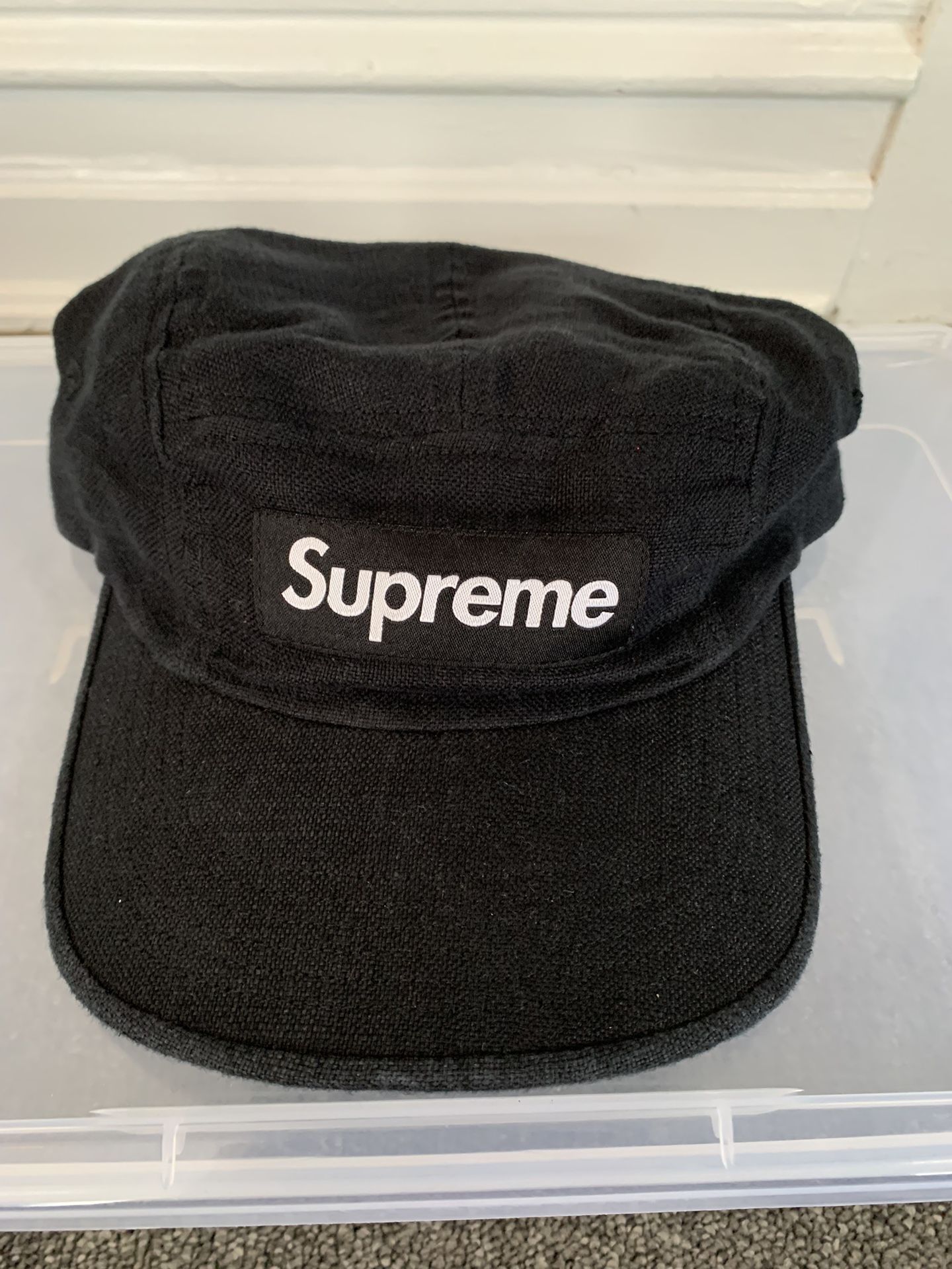 Used Supreme Camp Cap “Linen” (Black)