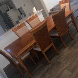 Wooden Engraved Kitchen Table & Chairs