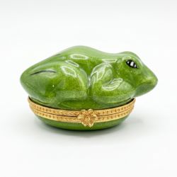 French Porcelain Frog Limoges Whimsical Grandmillennial Decor Cottagecore Jewelry Trinket Box