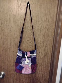 Artisan Homemade Purple and Pink Patchwork Style Boho Crossbody Bag