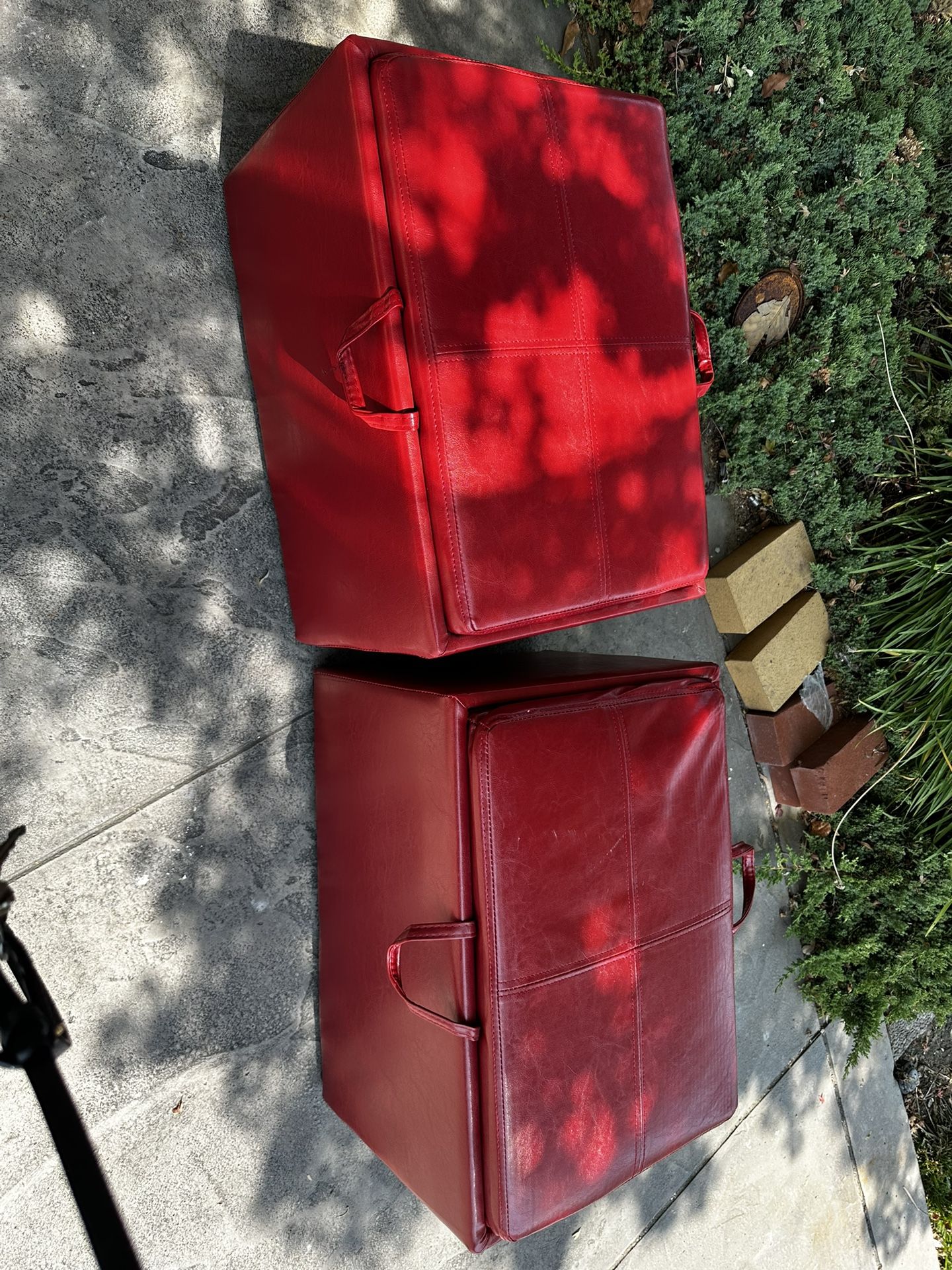Leather Ottoman Red