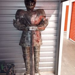 Tall Metal Knight Armor Statue