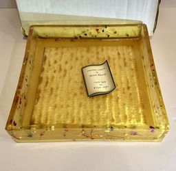 Ronit Akavia Designs Israel Square Resin Matzah Plate Passover Judaica Tray Rare