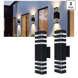 2Pack 15inch LED Square Up & Down Wall Lights,14W Outdoor Wall Light 4000K Day White Aluminum Body $49