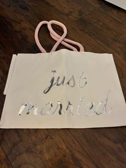 Just Married Canvas Tote Bag