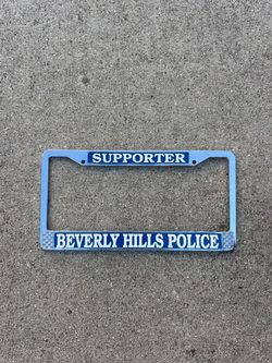 Beverly Hills Police Supporter License Plate Frame – Chrome & Blue