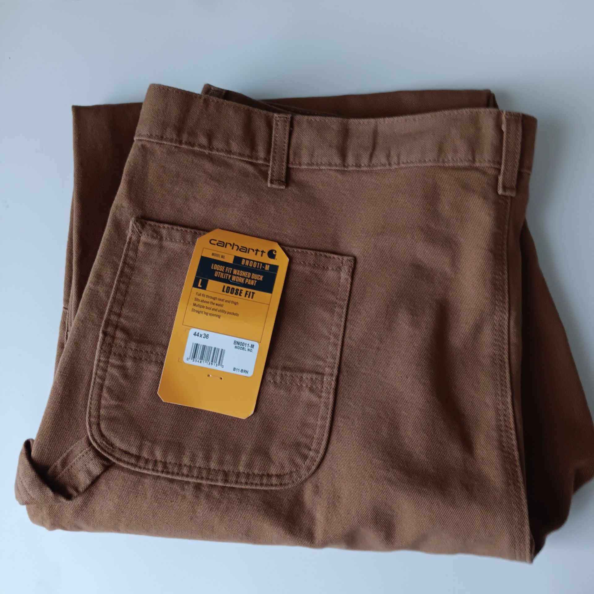 44x36 CARHARTT Loose Fit Washed Duck Utility Work Pants Men's Straight Leg Brown