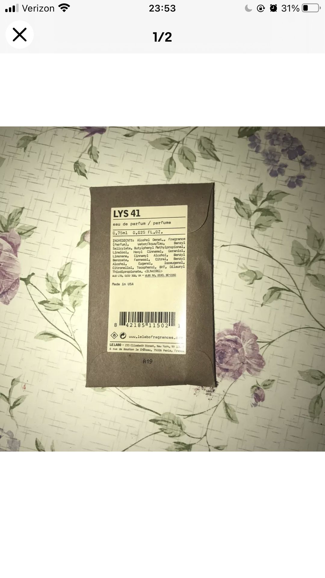 NEW~Le Labo LYS 41 Eau de Parfum 0.75ml/0.025oz SEALED SAMPLE ~
