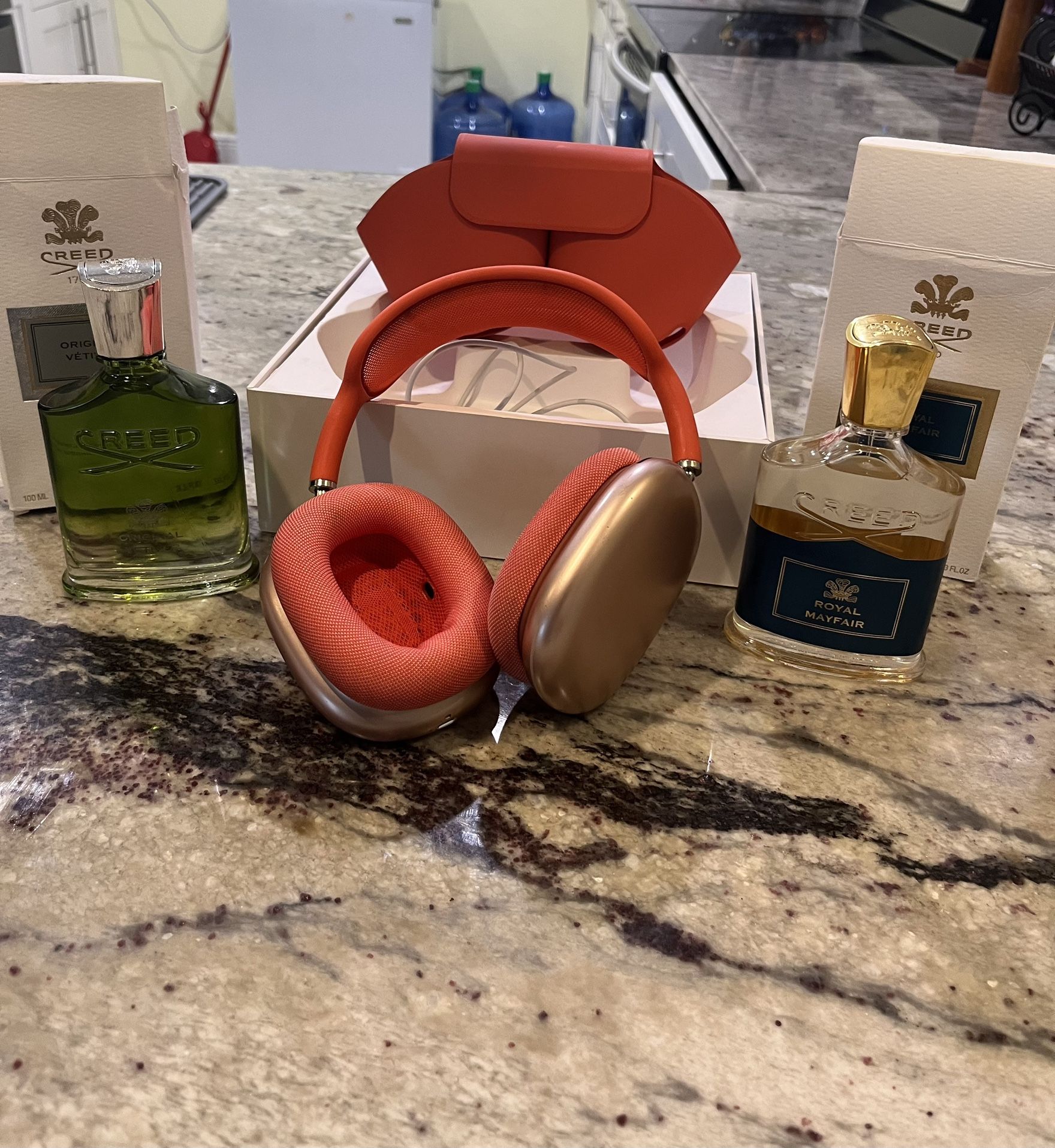 Red AirPods Max (With Warranty) + Creed Royal Mayfair + Creed Original Vetiever