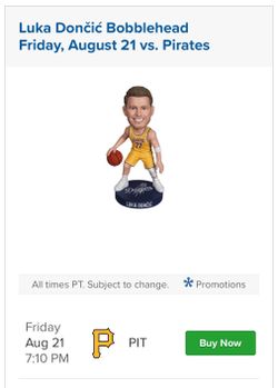8/21 Dodger Tix Luka Doncic Bobblehead