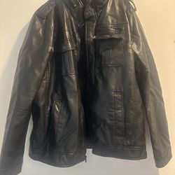 Levi Black Leather Jacket - XL