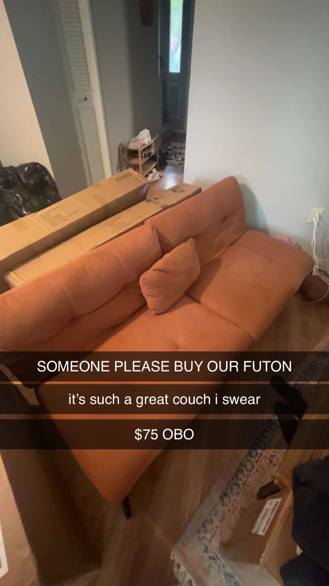 Orange Futon / Sofabed / Couch