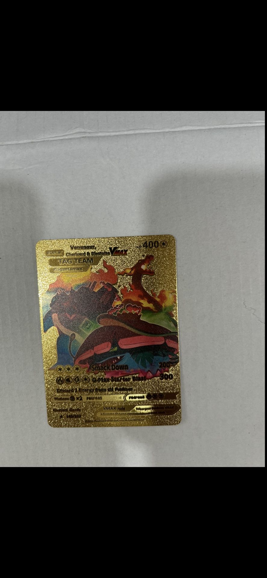 Pokemon Gold Foil Card Venusaur, Charizard & Blastoise VMAX Tag Team