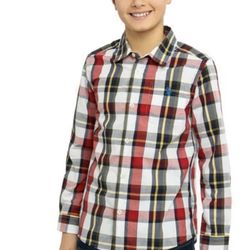 US POLO ASSN BOYS L 10-12 PLAID LONG SLEEVE BUTTON UP SHIRT