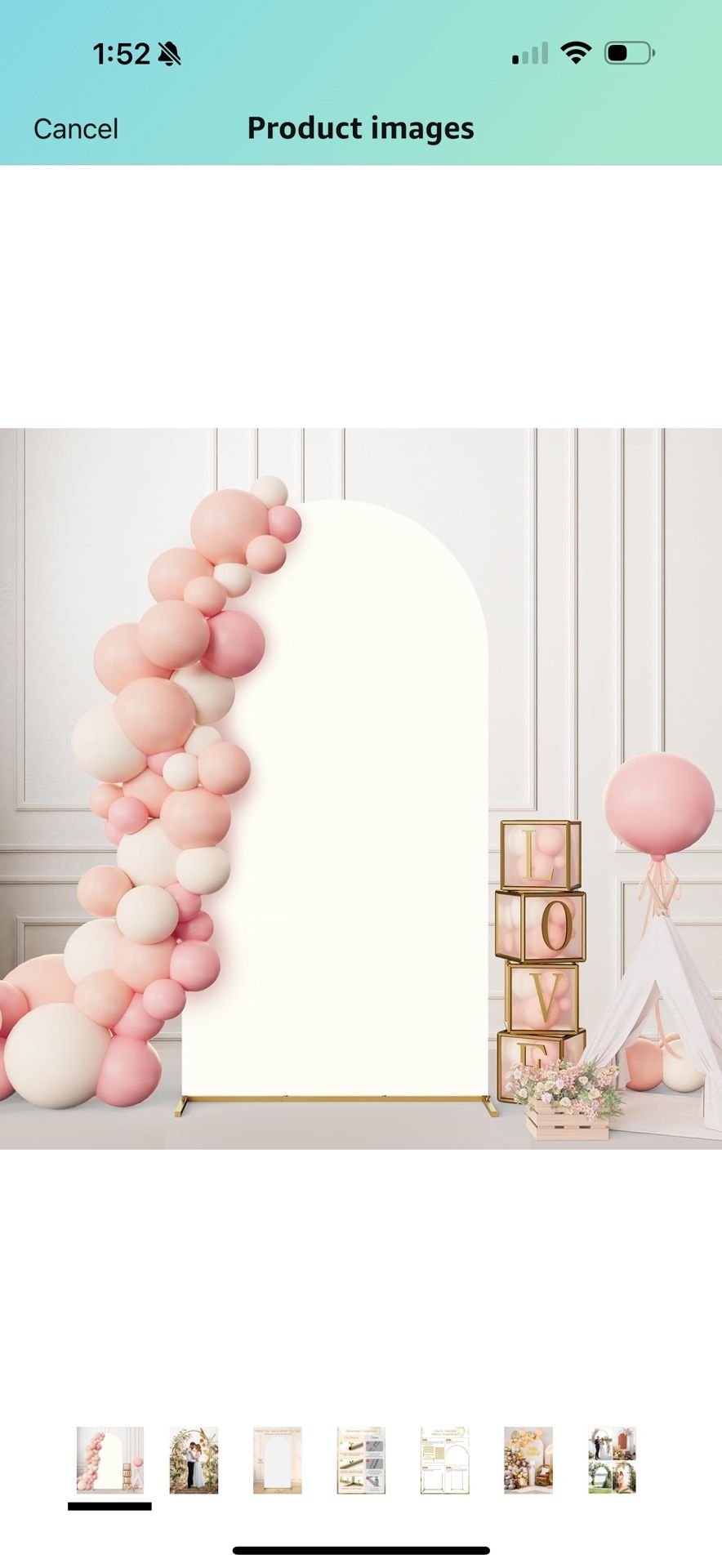 Minetom 7.2FT Metal Backdrop Stand with Wedding Arch Cover Spandex for Birthday Party Baby Shower Graduation Ceremony Decoration, White