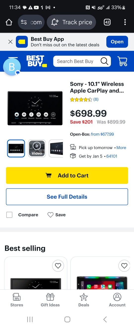 Sony - 10.1" Wireless Apple CarPlay and Android Auto Digital Media Receiver Maestro Compatible - Black