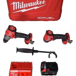 Milwaukee 3697-22 18V Lithium-Ion Brushless Cordless Hammer Drill and Impact Driver Combo Kit (2-Tool) with (2) 5.0Ah Batteries, Charger & Tool Case