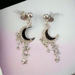 Silver And Black Earring Set