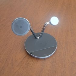 Anker Prime Wireless Charging Station 3 in 1 MagGo AirCool Dock Stand A25X7. 
compatible pads for a phone, watch, and earbuds.
Stand only. Pre-owned, 