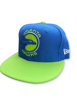Atlanta Hawks New Era 59FIFTY Fitted Basketball Hat Green/Blue Hardwood Classic - Size 7 1/8