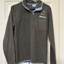 Columbia Fleece Softshell Jacket - Blue & Gray 1/2 Snaps Pawz Medium Pocket
