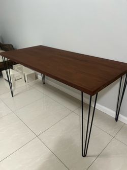 Nice Desk Dining Table With Hairpin Legs