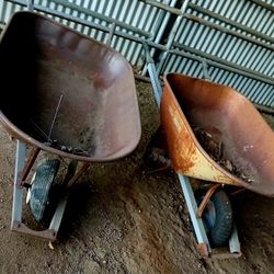 PENDING PICK UP - 2 Free Vintage Wheelbarrows - 1 Has Flat Tire