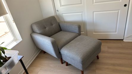 Mid century chair and storage ottoman