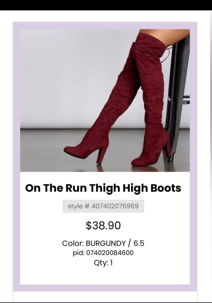 Size 6.5 burgundy Thigh High boots