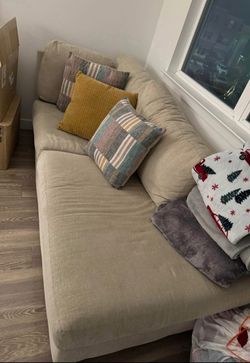 Beige Fabric 3-Seat Sofa