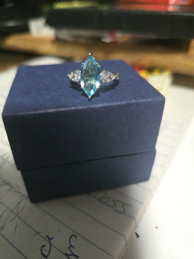 Size 6 Blue Topaz Sterling Silver Ring