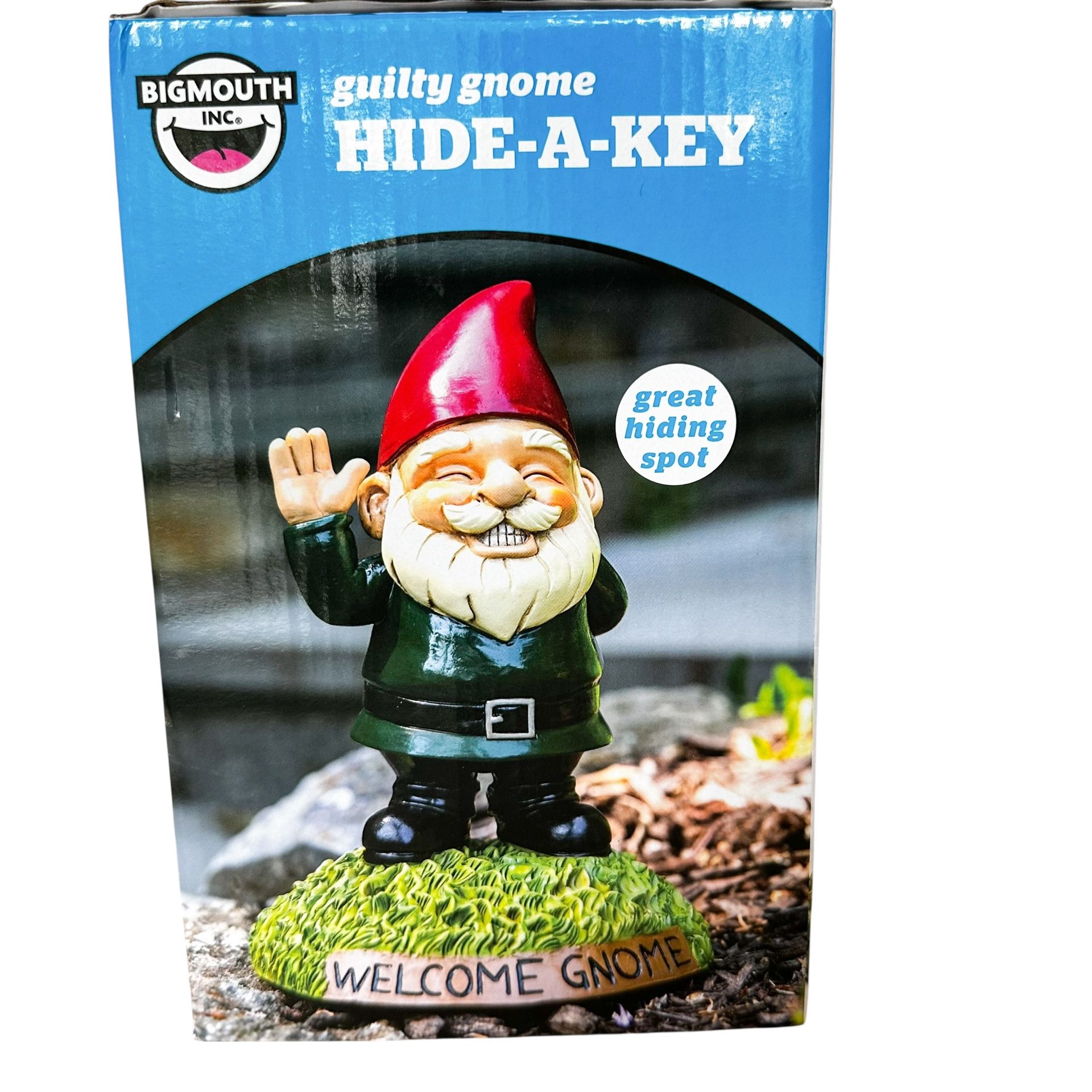 NEW Guilty Gnome Hide a Key statue Figure Yard Garden Housewarming Gift Welcome Gnome Ret$52
