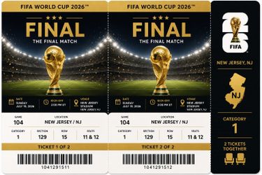 Fifa World Cup Final. Game 104. New Jersey/NJ. Category 1. 2 tickets together.