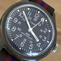 Vintage Timex Camper Military In Great Condition Manual Wind New Vintage Strap