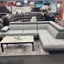Beautiful Two Tone Grey Sofa Sectional Available In Red,Black,&White $899
