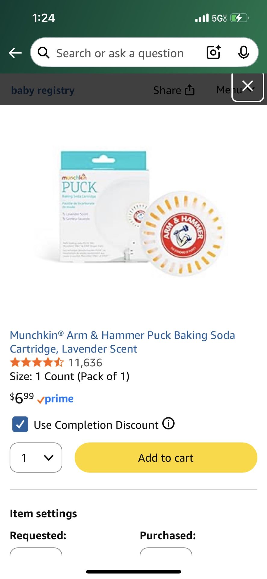 Munchkin Baking Soda Cartridge For Diaper Pale