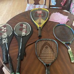 2 Badminton and 3 Tennis Rackets