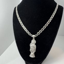 Cadena con dije de la santa muerte Plata 925 Italiana 