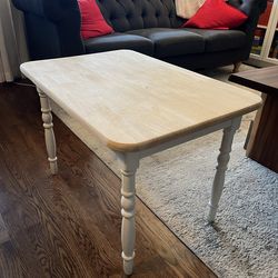 Small Wood Table with White Turned Legs