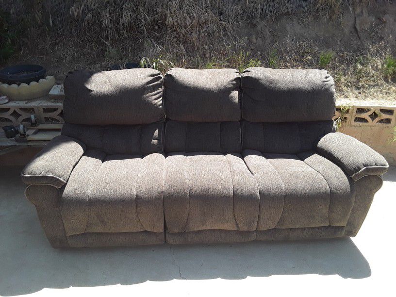 Free Brown  Sofa Couch with Recliner 
