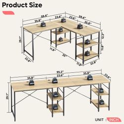 L Shaped Desk With Shelves Reversible Corner 