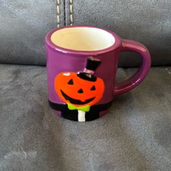 New Without Package Lang Small Mini Mug Cup Halloween Pumpkin Purple Orange Decoration