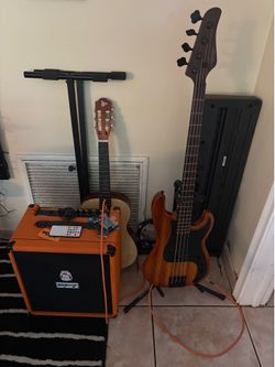 Schecter diamond series bass and orange crush 50 amp