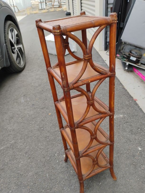 Bamboo And Rattan Plant Stand.