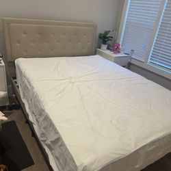 Queen Mattress And Bed Frame With Protector