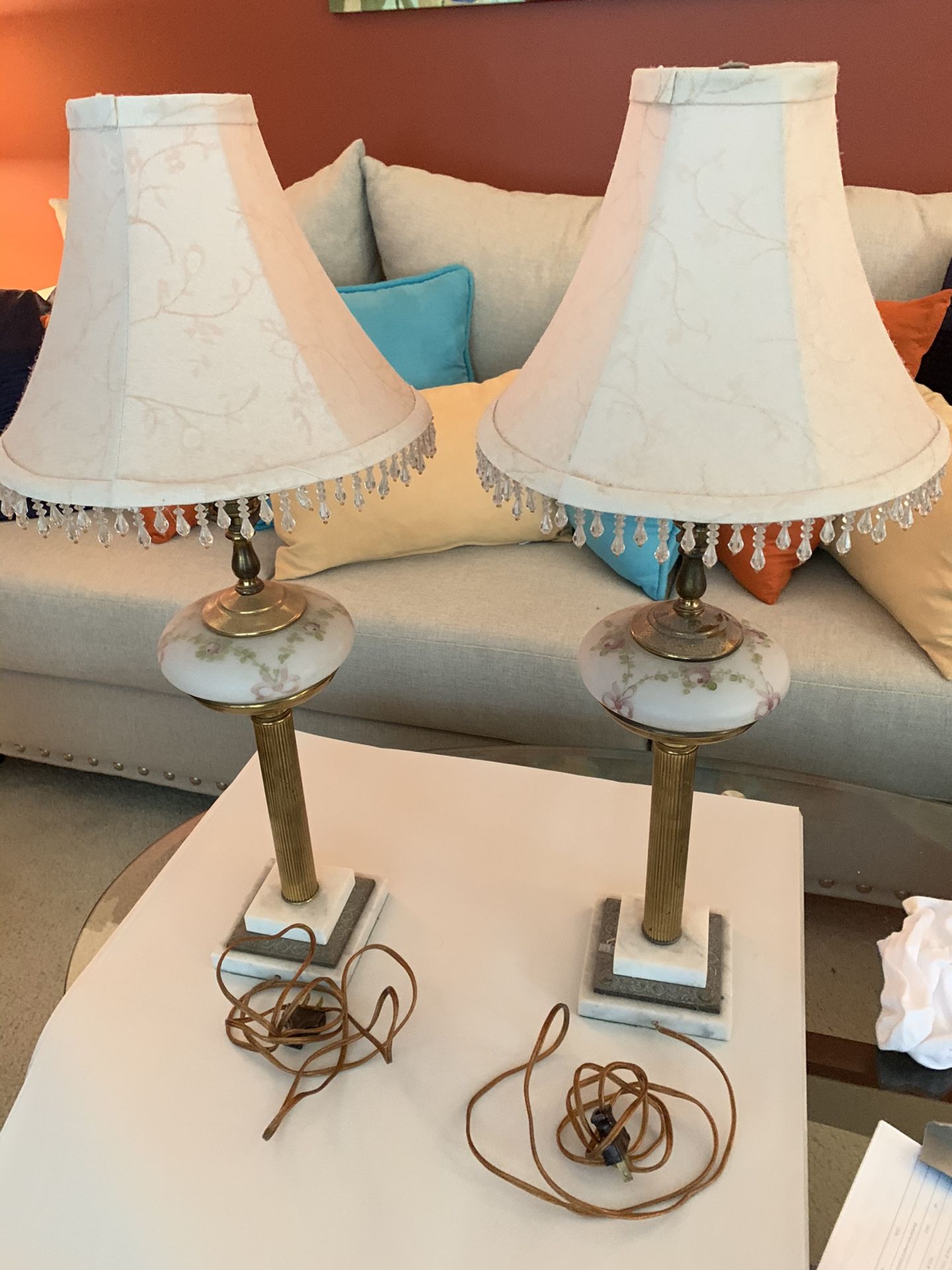 Pair of antique lamps