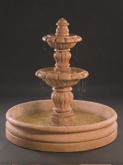 51" Cast Stone Two Tiered Garden  Water Fountain, Small with 46" Basin